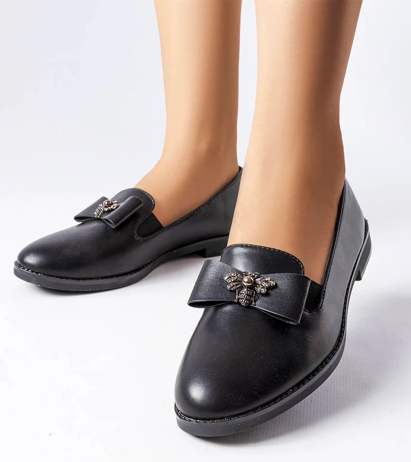 Čierne ozdobné mokasíny Ila