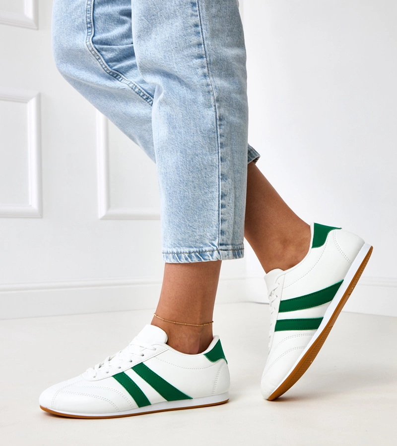 Biele tenisky s zelenou vložkou Mydland