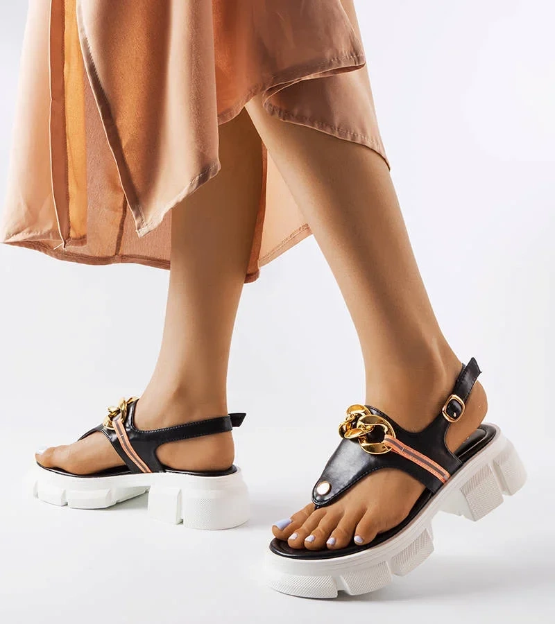 Čierne sandále Breana - japonské sandále na pevnej podrážke