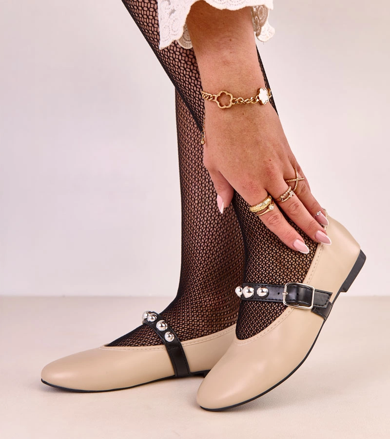 Béžové baleríny so zdobenou prackou Faira