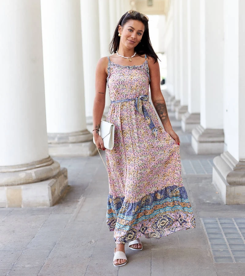 Vzorované maxi šaty Libera