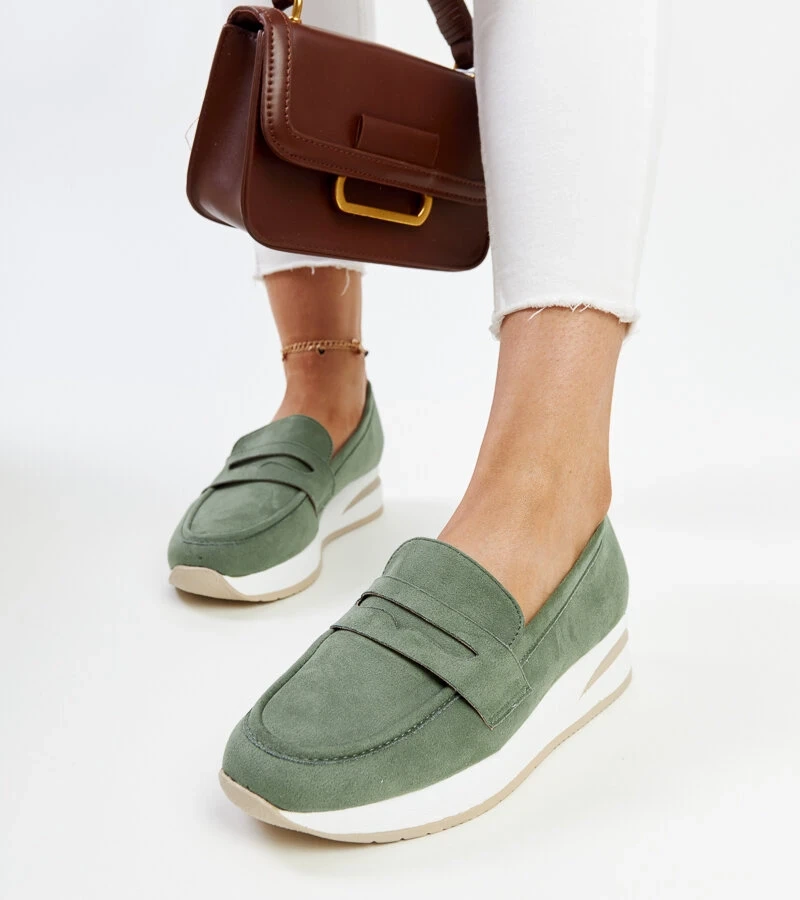 Zelené semišové poltopánky Venla