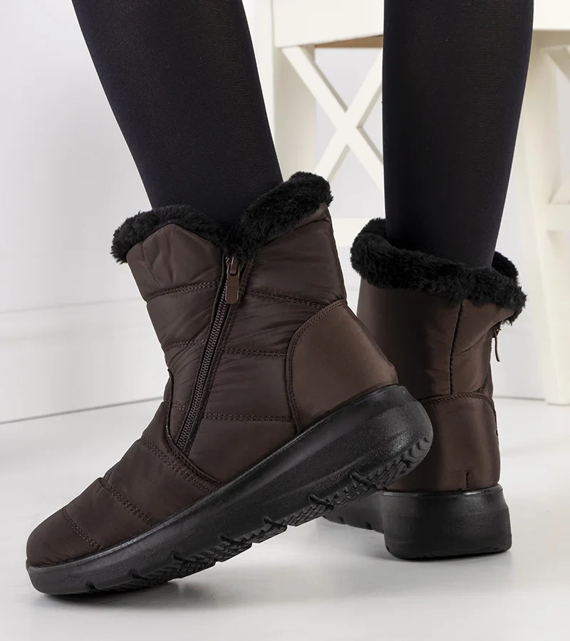 Hnedé prešívané snehové topánky od Blibrey