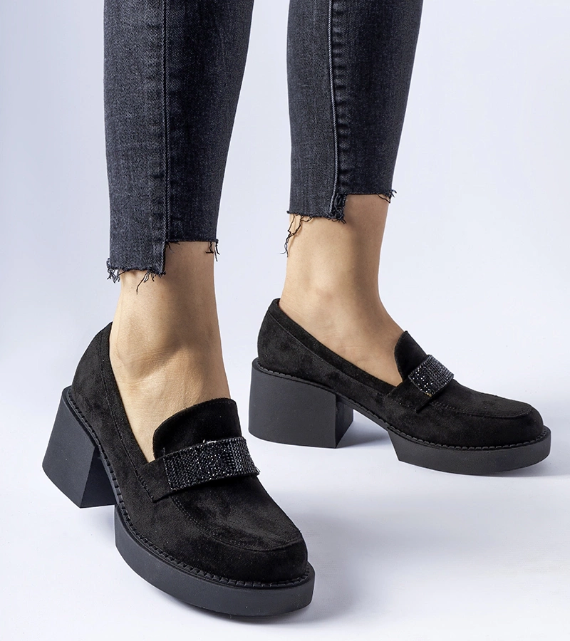 Čierne poltopánky na masívnom podpätku Harrisburg