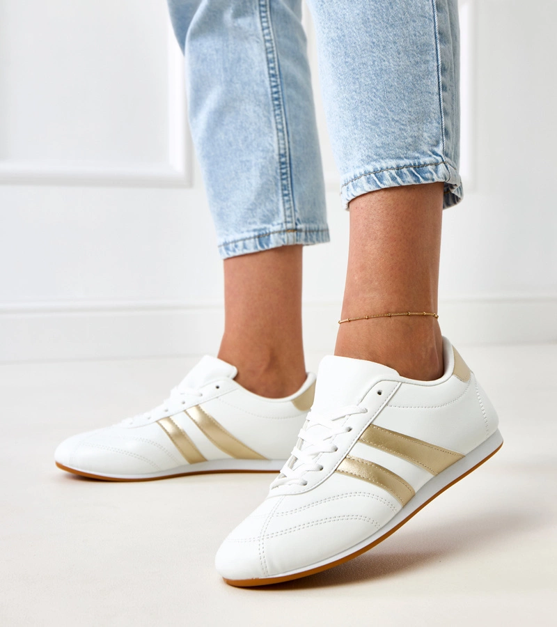 Biele tenisky so zlatou vložkou Mydland