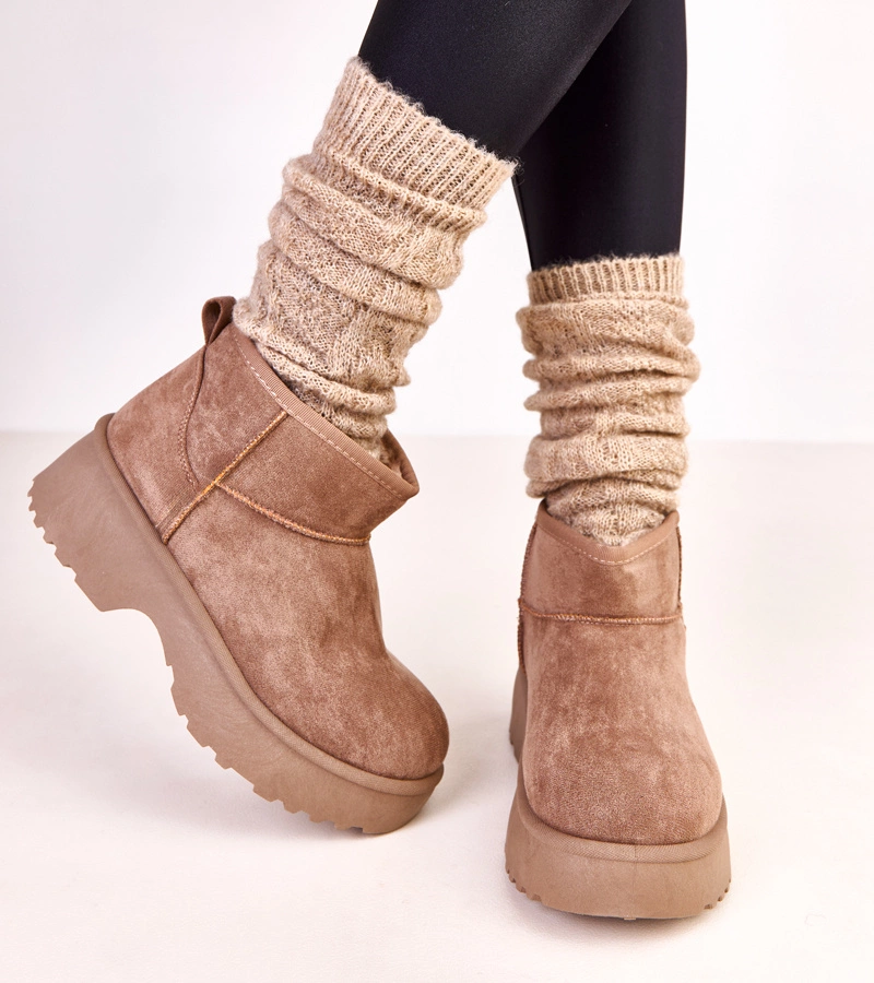 Tmavobéžové nízke snehule z eko-semišu Joshua