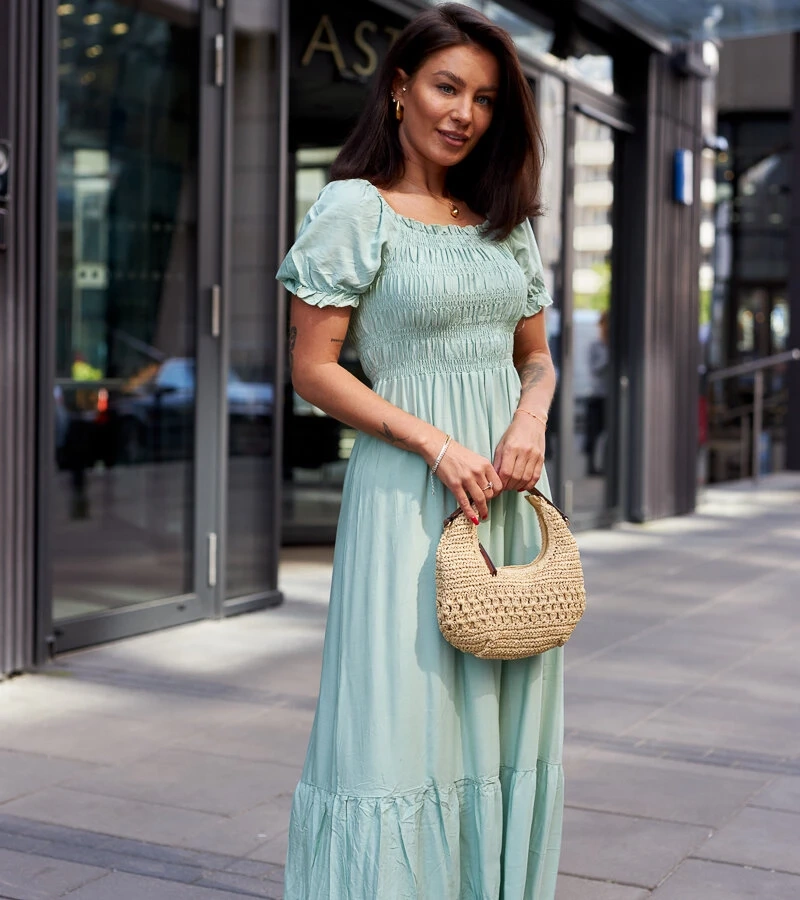 Zelené šaty s gádrom maxi Demisa