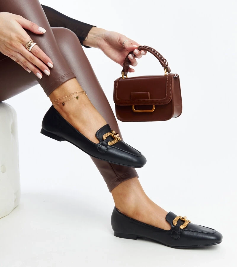 Čierne mokasíny s prackou Rousseau