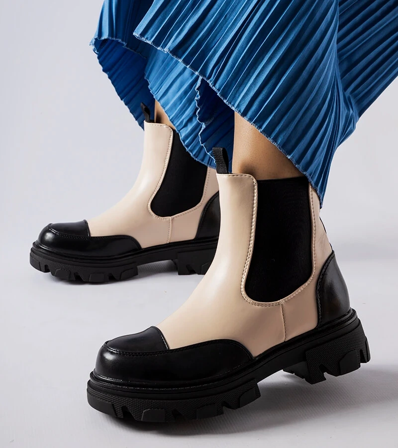 Čierno-biele slip-on čižmy Albany