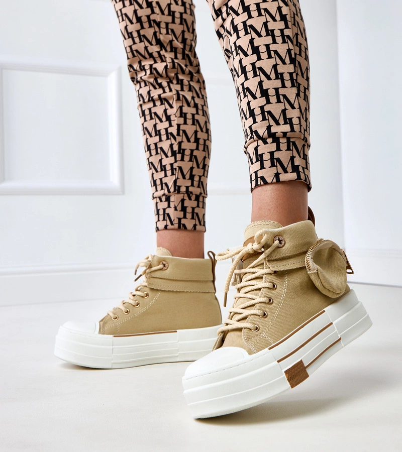 Hnedé vysoké tenisky na platforme s kapsičkou Yaren