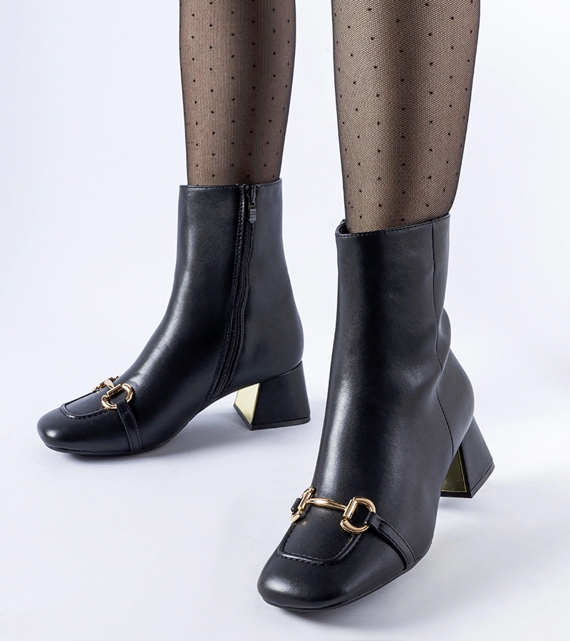 Čierne čižmy na opätku Cheney 1063 BLACK