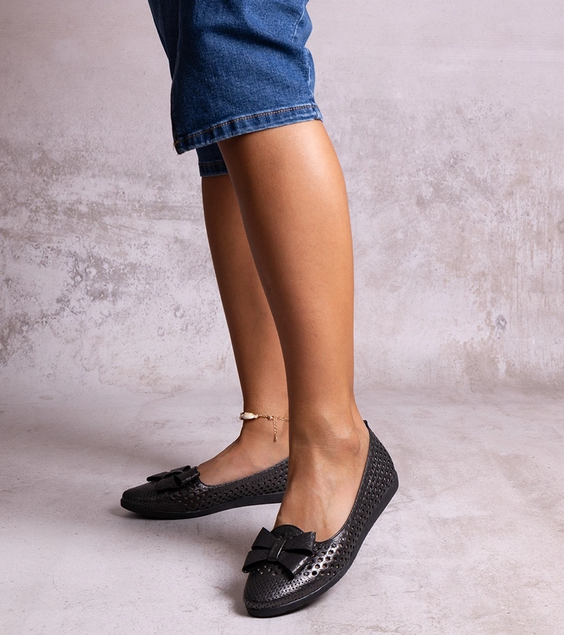 Čierne trblietavé balerínky Binney