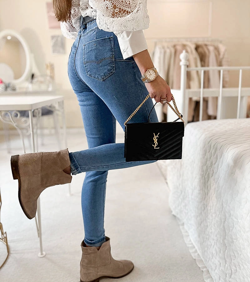 Modré push-up džínsy Loring