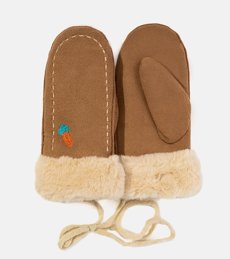 Hnedé detské rukavice Mrkva