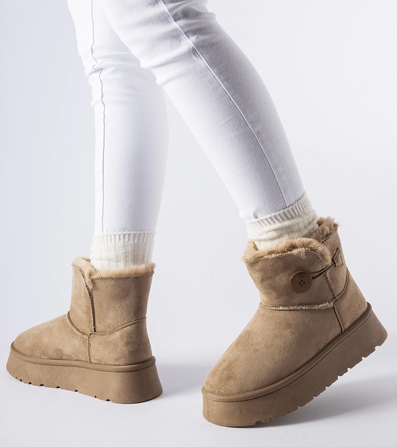 Hnedé zateplené snehule s gombíkom Ronco