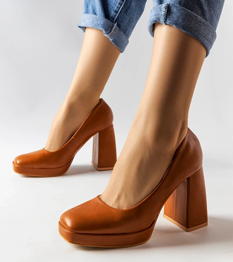 Hnedé lodičky Mailly na vysokom podpätku