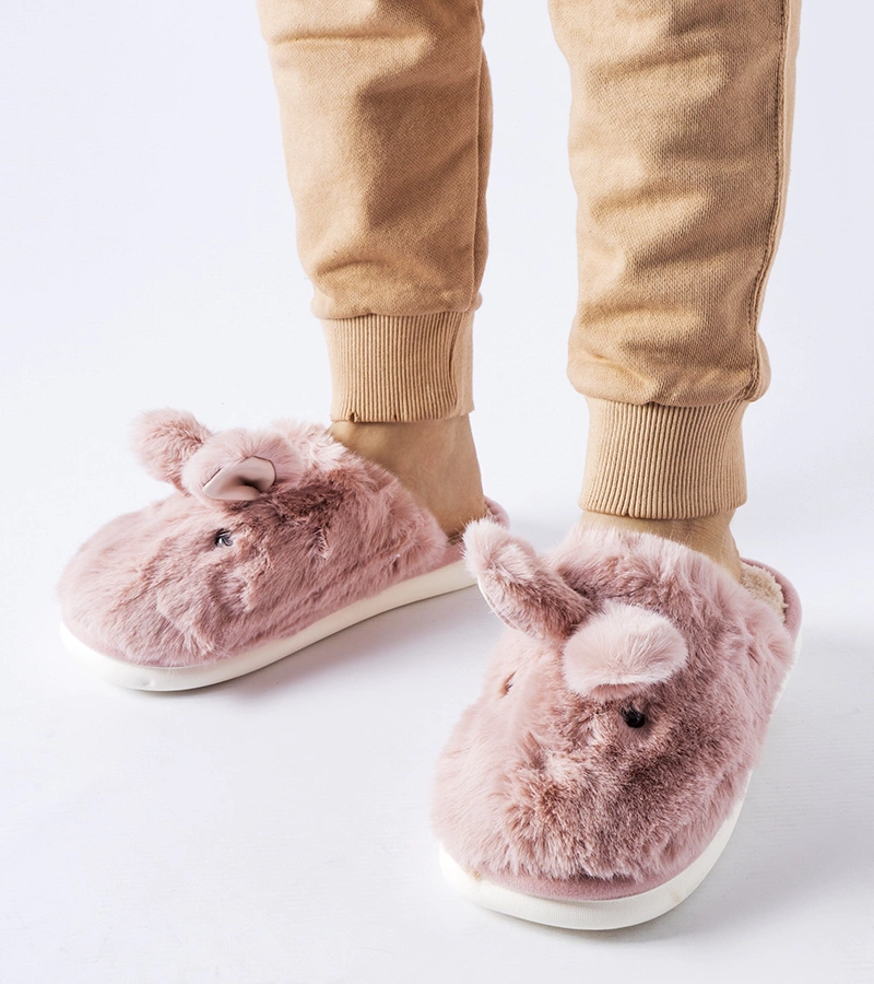 Ružové teplé papuče s ušami Daniele