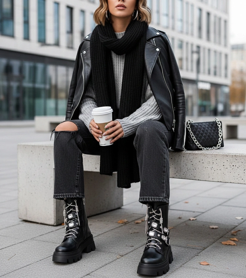 Čierne členkové topánky na platforme zdobené kryštálmi a kameňmi Laroca