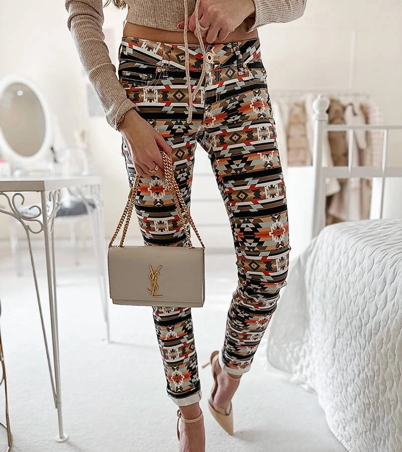 Viacfarebné vzorované nohavice Aya