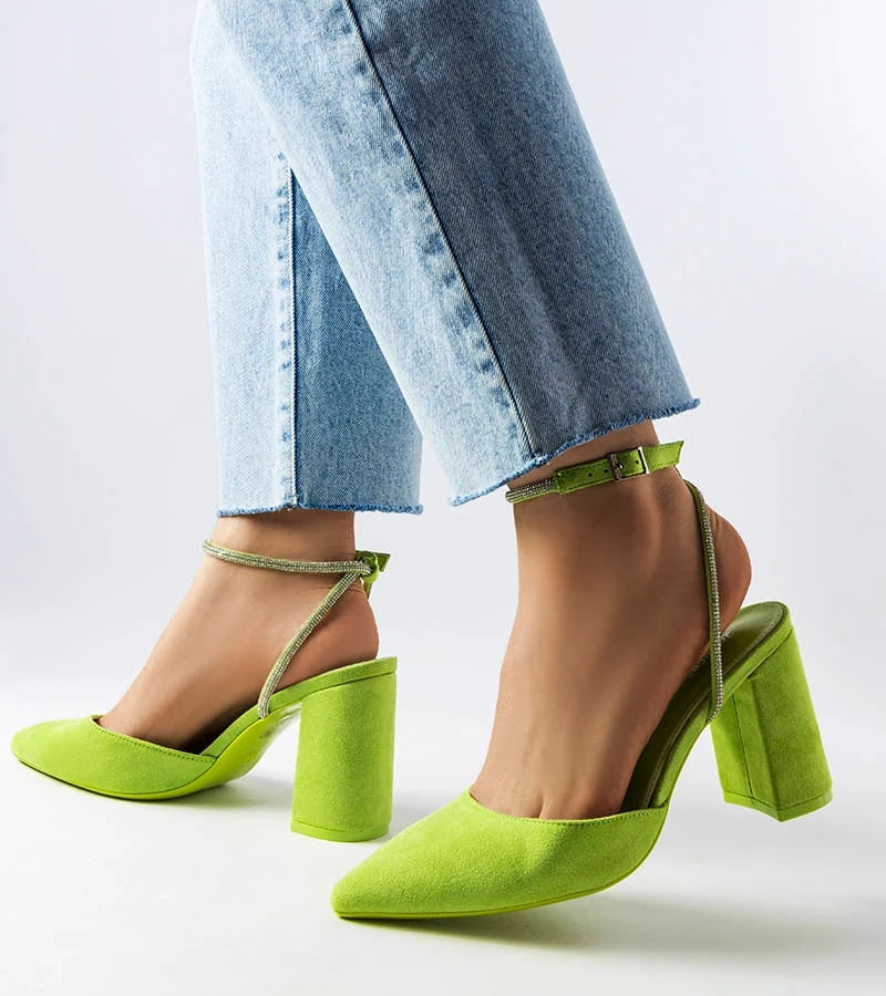 Zelené lodičky na podpätku Stella