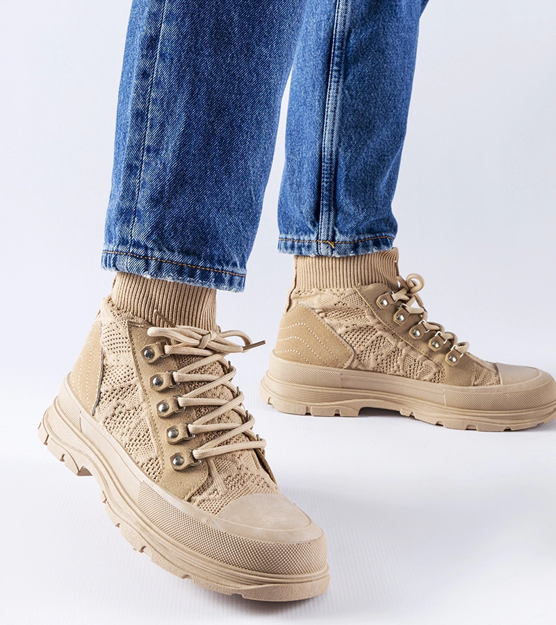 Bežové vysoké textilné tenisky Casalma