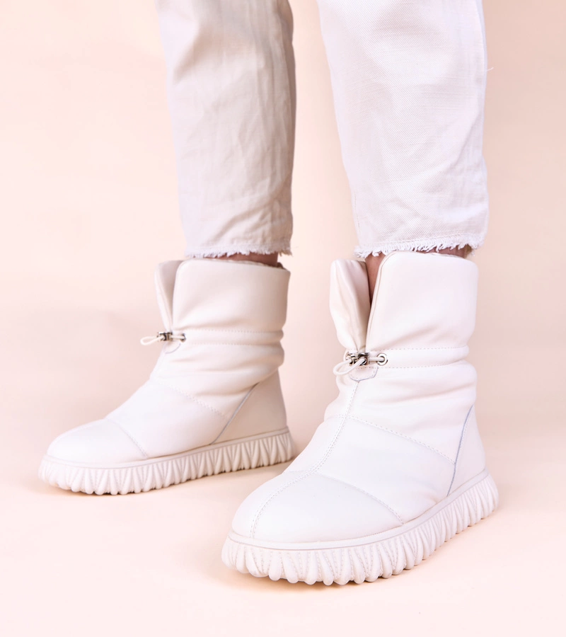 Béžové snehule z prírodnej kože so sťahovacou manžetou Raschmi