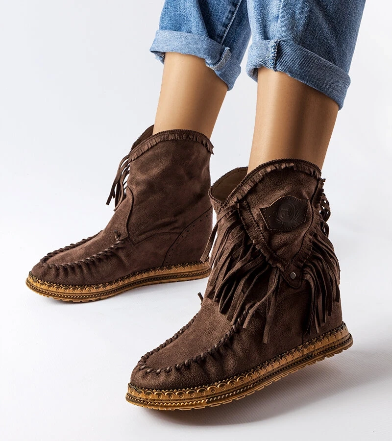 Hnedé čižmy Giudice na klinovom podpätku