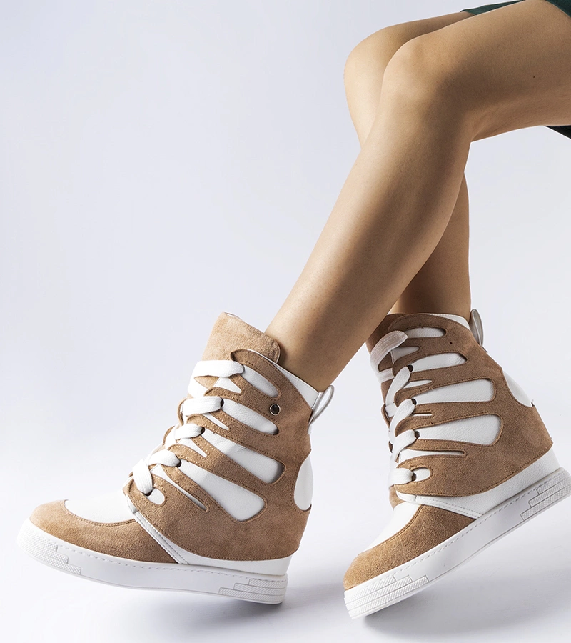 Biely-bežové tenisky na kotníku Pantaleone