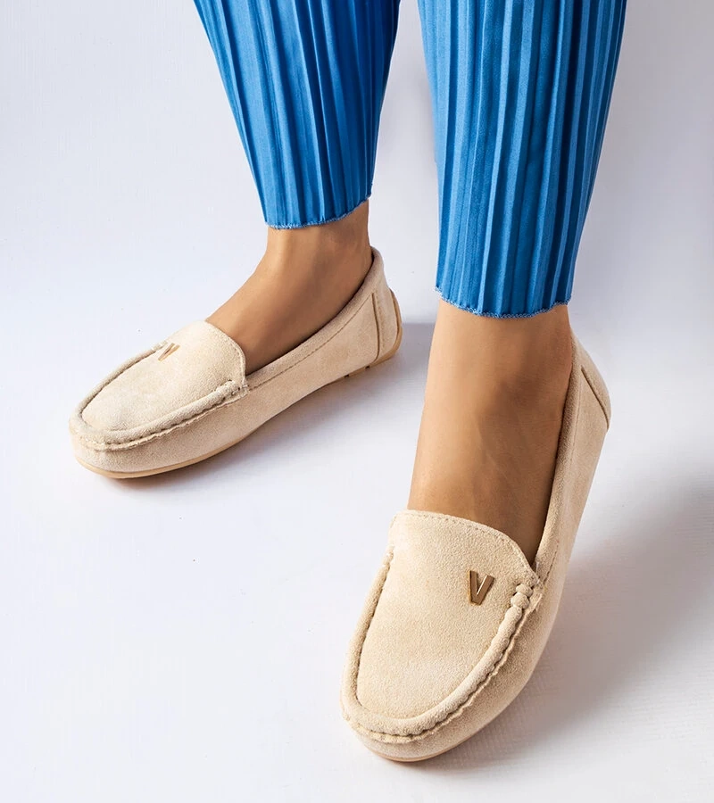 Beltsville béžové mokasíny z eko-semišu