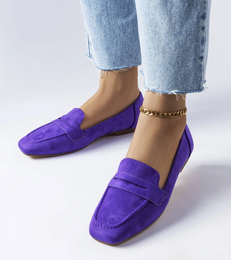 Fialové mokasíny z eko-semišu Meilleur