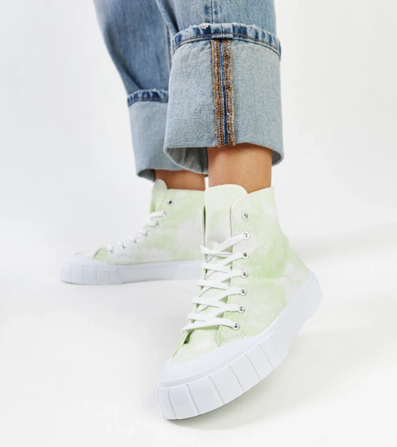 Svetlozelené vysoké textilné tenisky Raissa