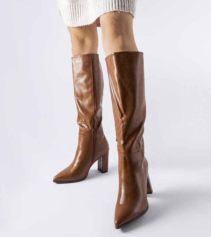 Hnedé čižmy na podpätku Glassboro
