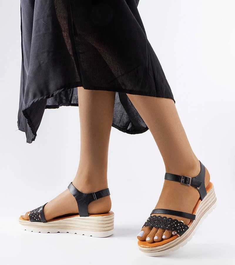 Čierne sandále na podpätku Ferdinando