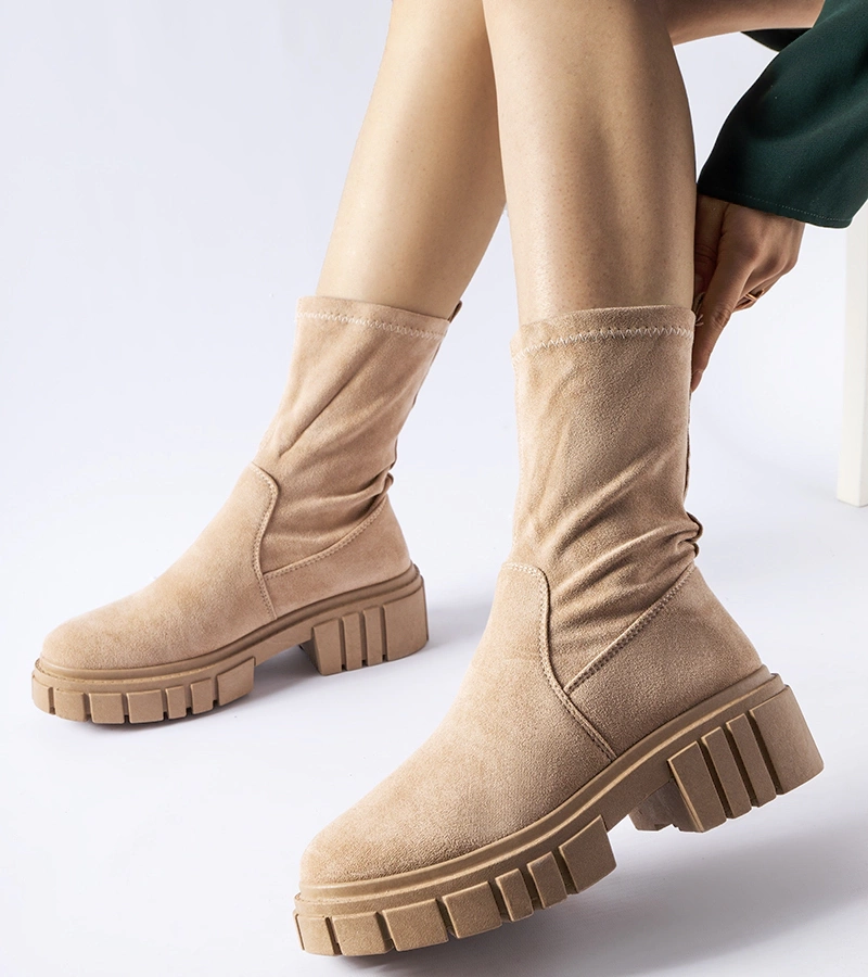 Krémové členkové čižmy s ozdobným náramkom Geraldo1268