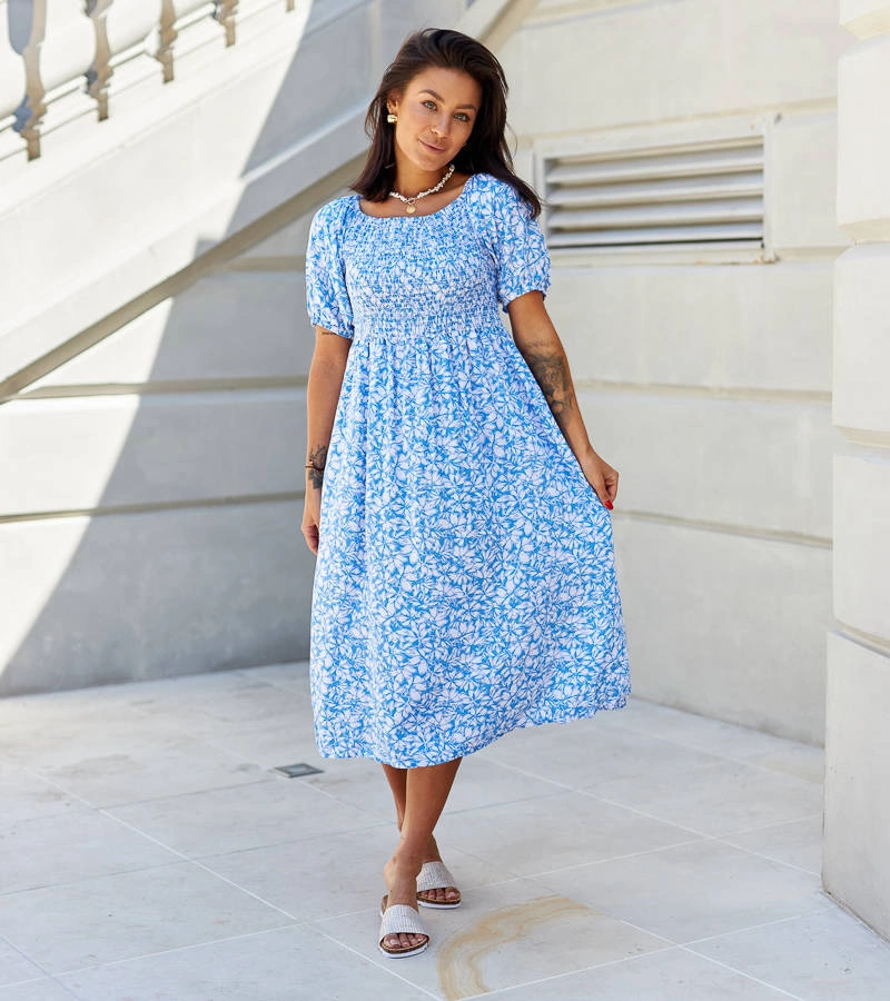 Modré kvetinové šaty Edoardo