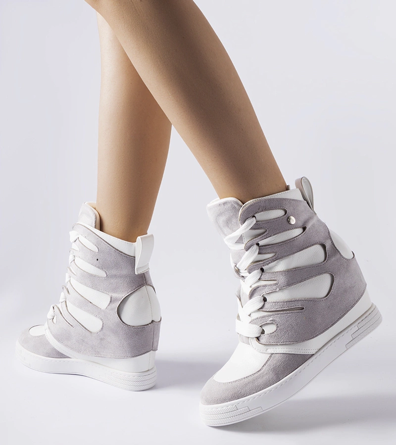 Biela-sivé tenisky na platforme Pantaleone