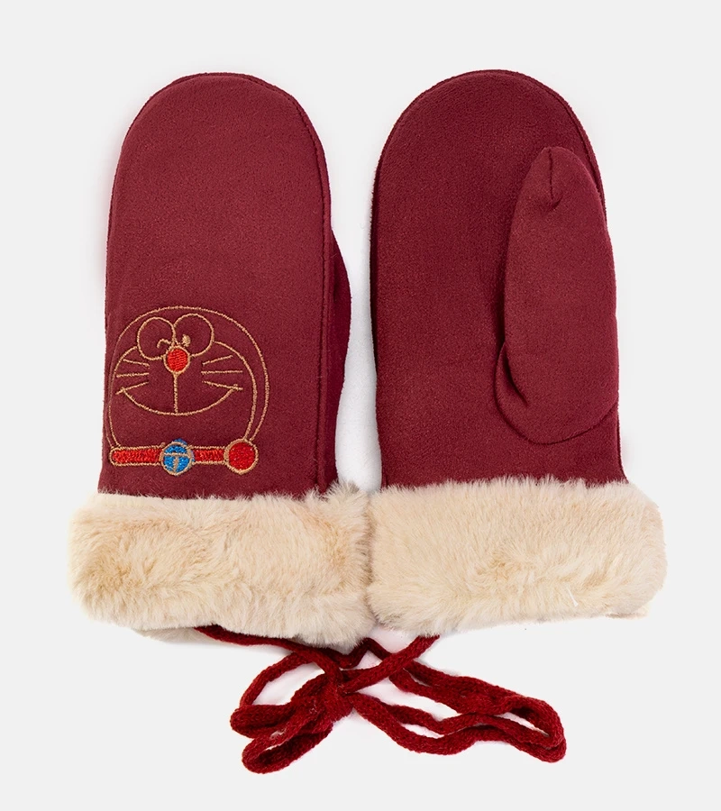 Bordové detské rukavice Kitty