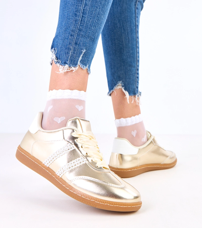 Dámske zlaté tenisky so saténovými šnúrkami Madres