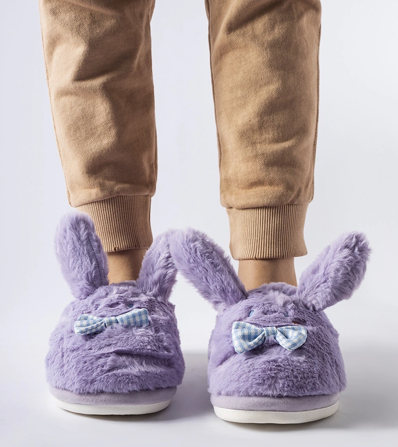 Fialové papuče s ušami a mašličkou Bruna