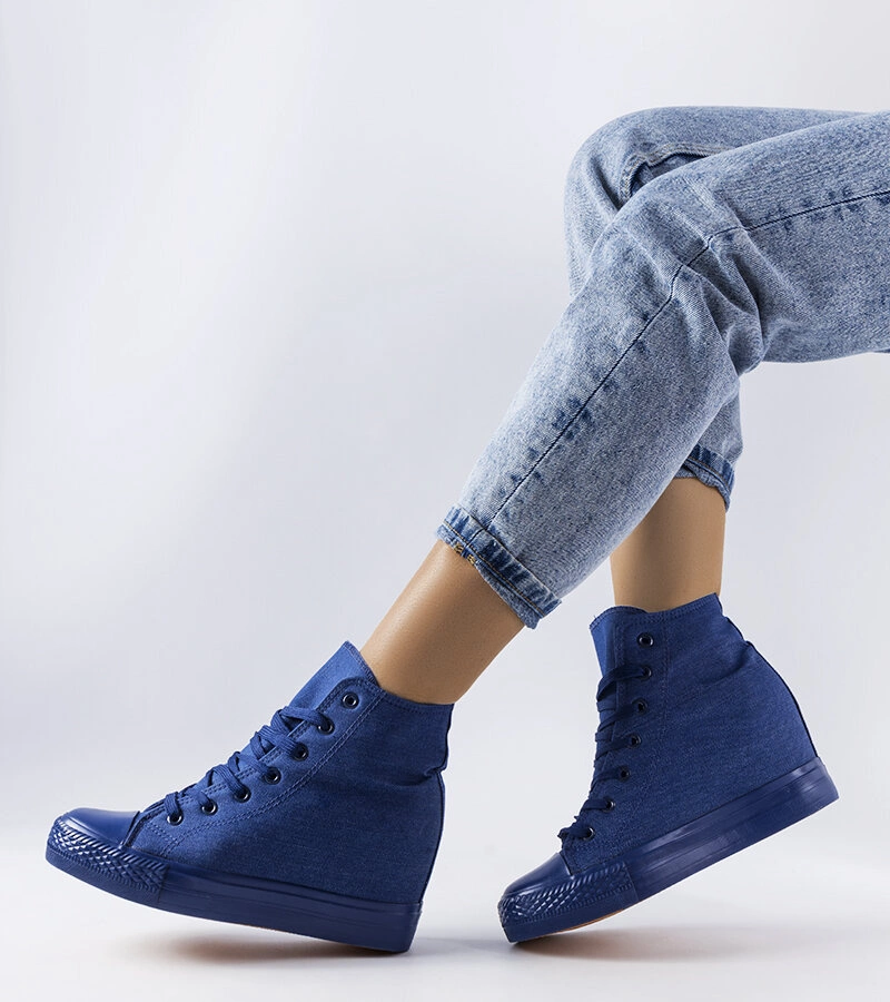 Modré tenisky na klinovom podpätku Groussay