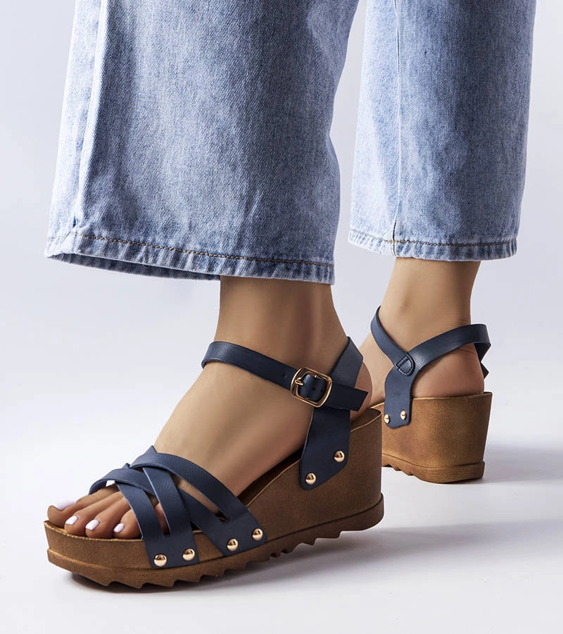 Námornícky modré sandále Audric na platforme