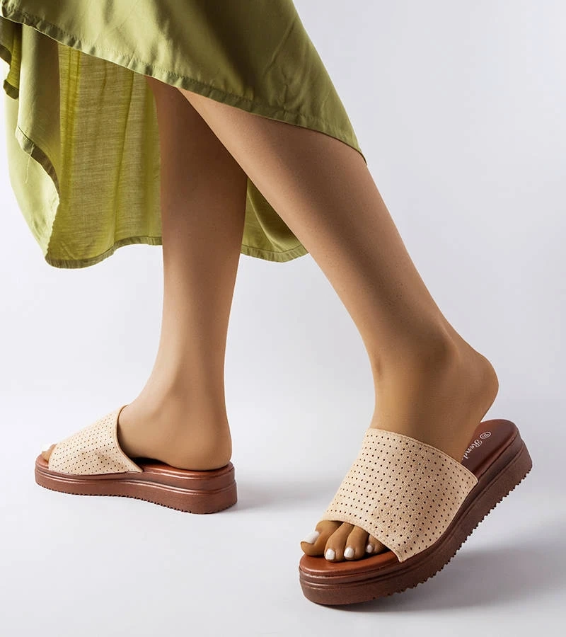 Béžové žabky s ažurovým zvrškom Idabel