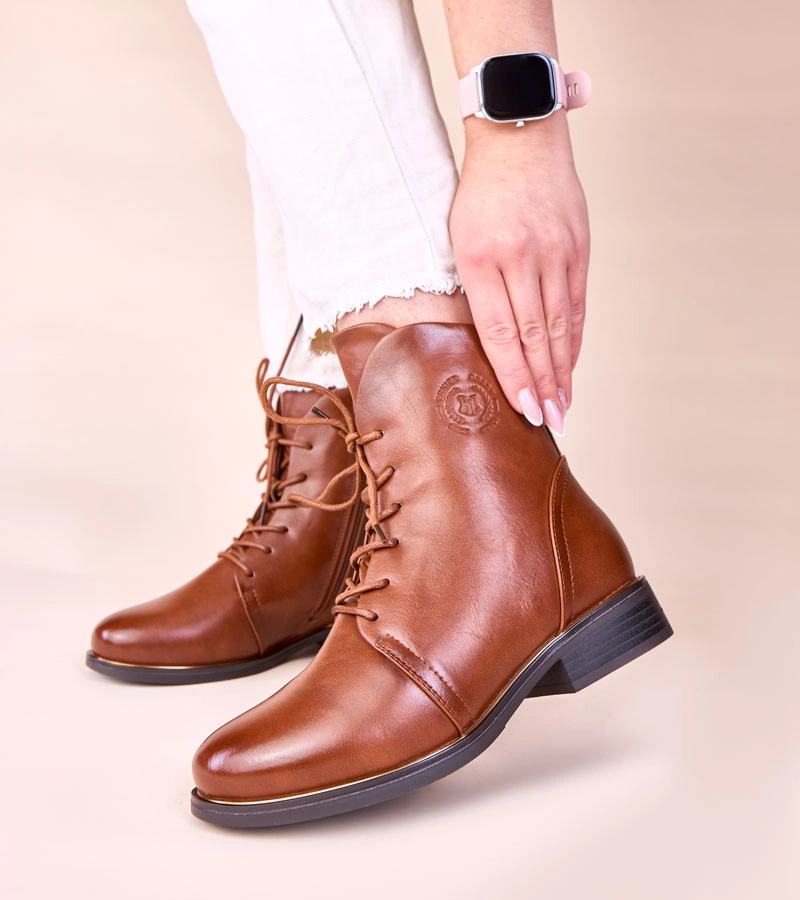 Hnedé šnurovacie čižmičky s ohrievaním Eladia