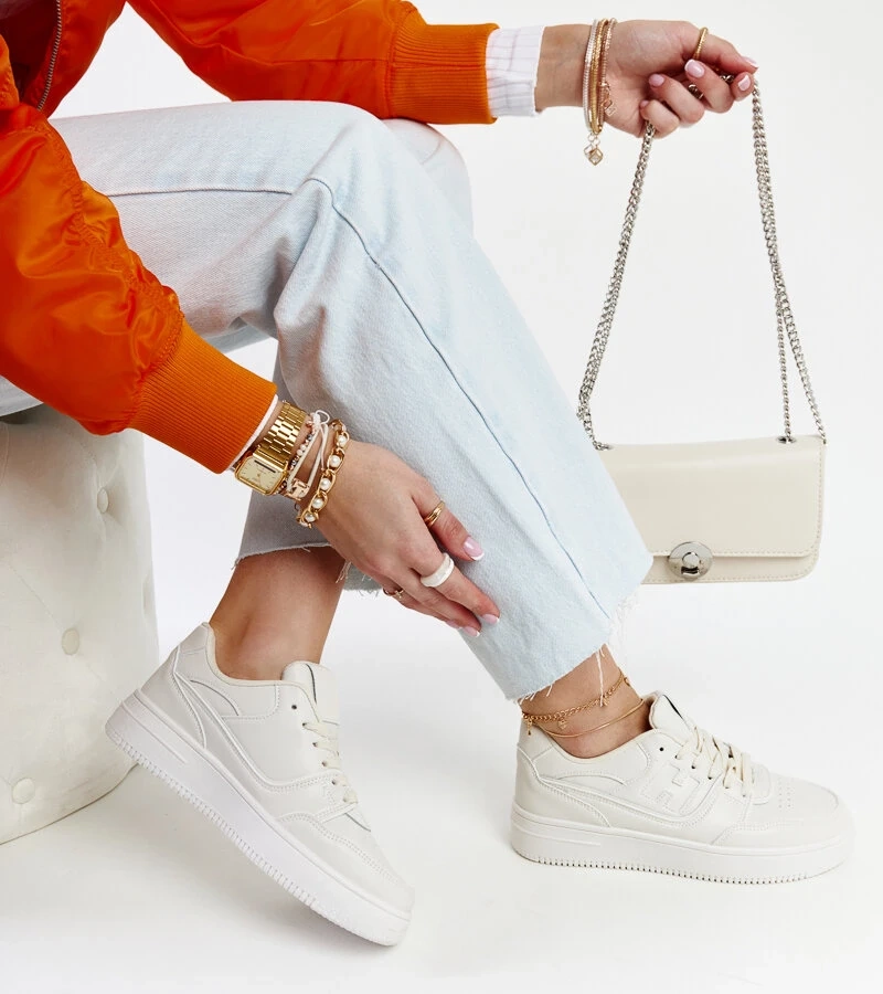 Bežové tenisky na platforme Mentha