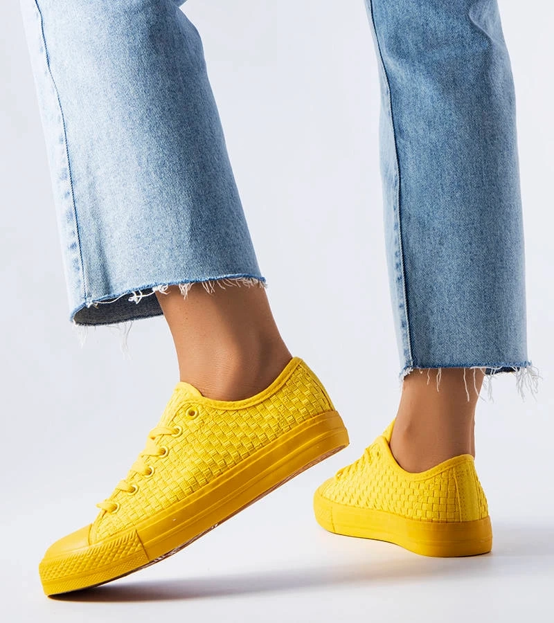 Žlté tenisky z kockovanej tkaniny Thibodeau
