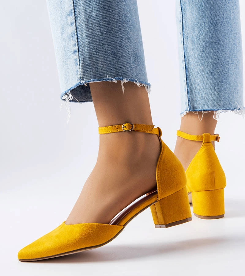 Žlté lodičky na podpätku Annely