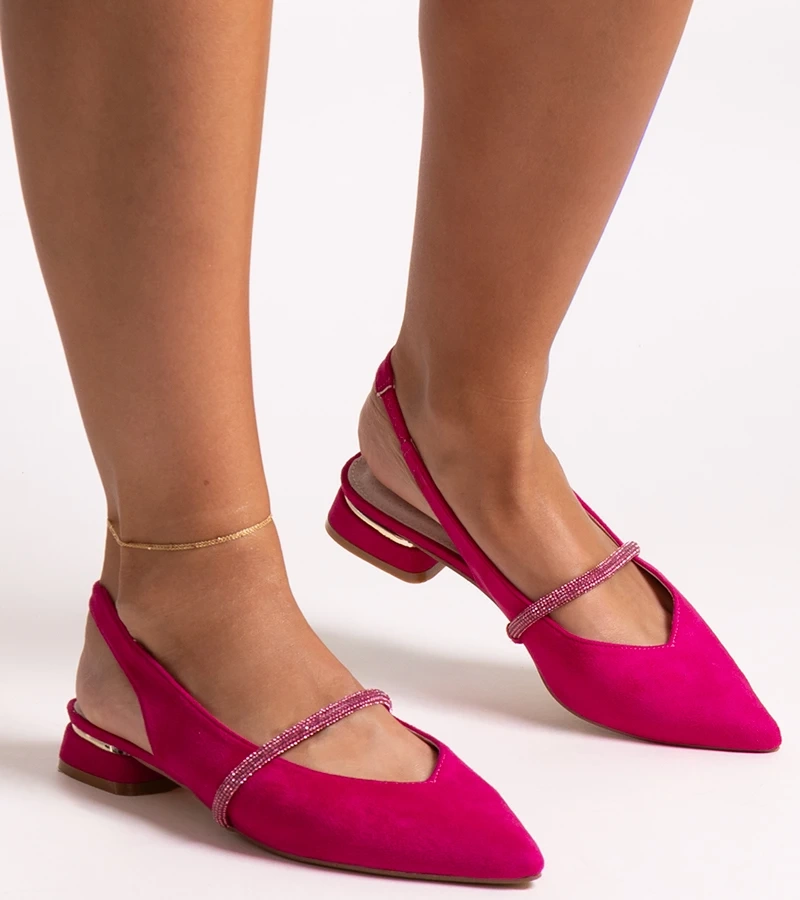 Tmavoružové baleríny s koženou vložkou od Morcosa