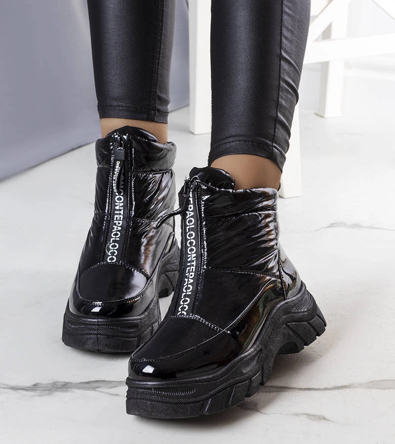 Čierne lakované snehule Leonel