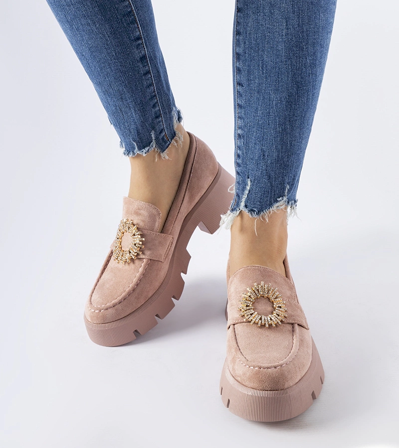 Ružové mokasíny zdobené sponkou Stanislas