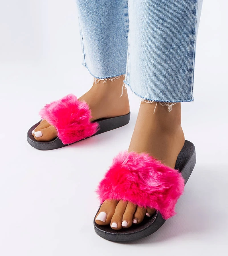 Ružové papuče s kožušinou Genevre